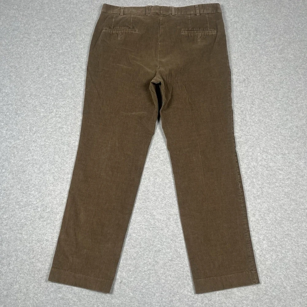 Vintage Ralph‎ Lauren Corduroy Pants 36x30 Brown Khaki Cotton Blend Cuffed Wide
